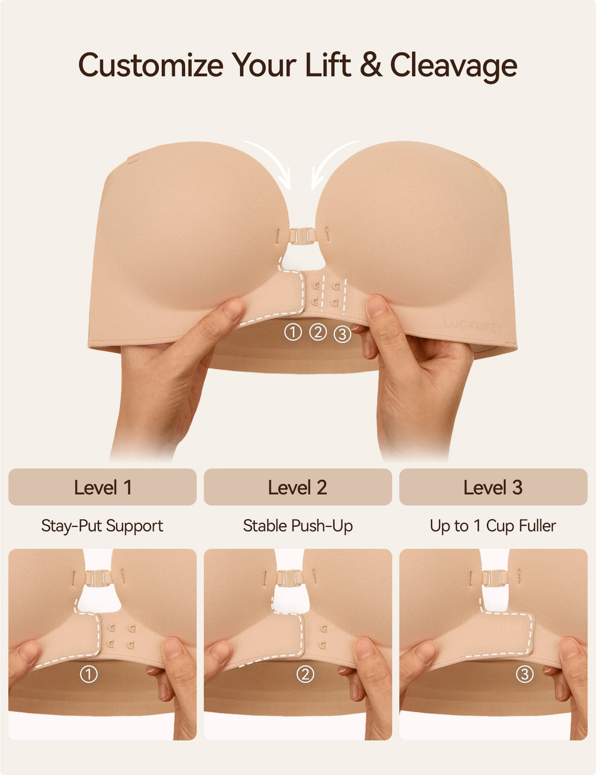 Strapless Front Closure Non-Slip Bra | Honeylyn
