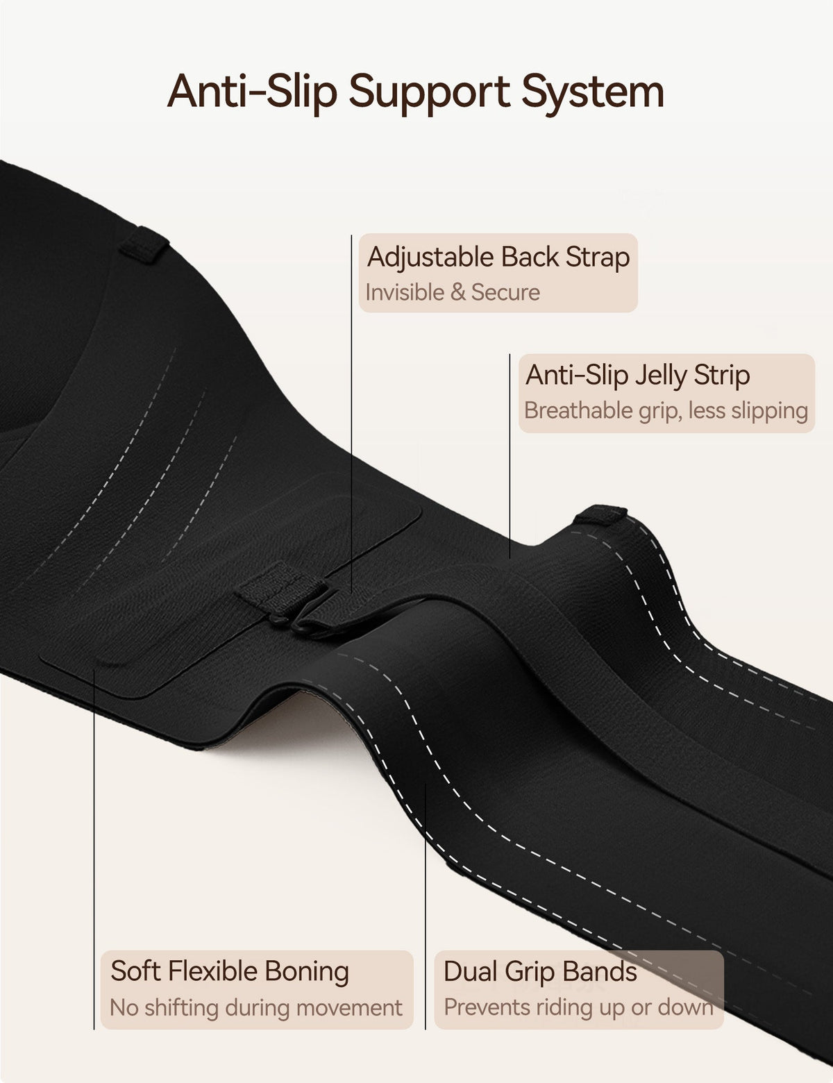 Strapless Front Closure Non-Slip Bra | Honeylyn