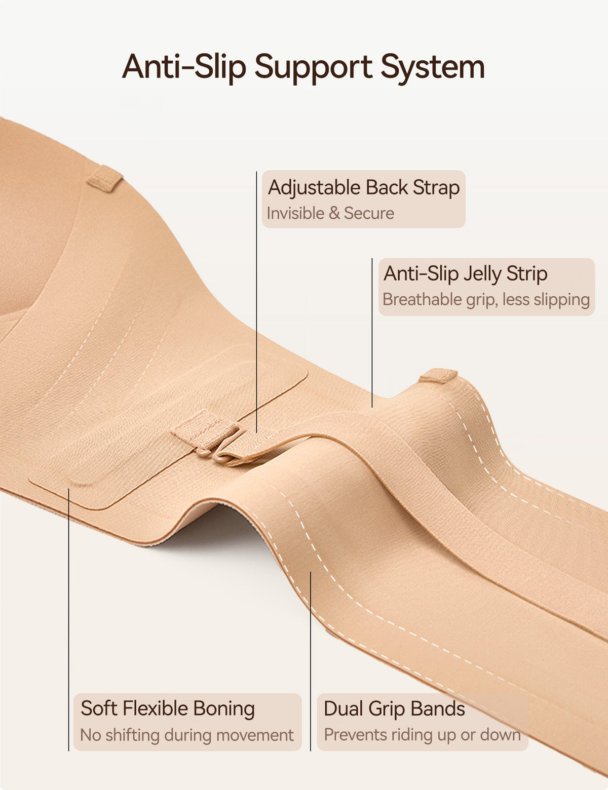 Strapless Front Closure Non-Slip Bra | Honeylyn