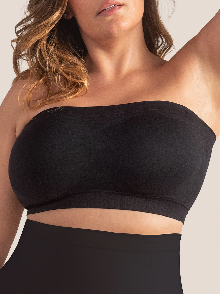 Seamless strapless bandeau bra in black | Honeylyn